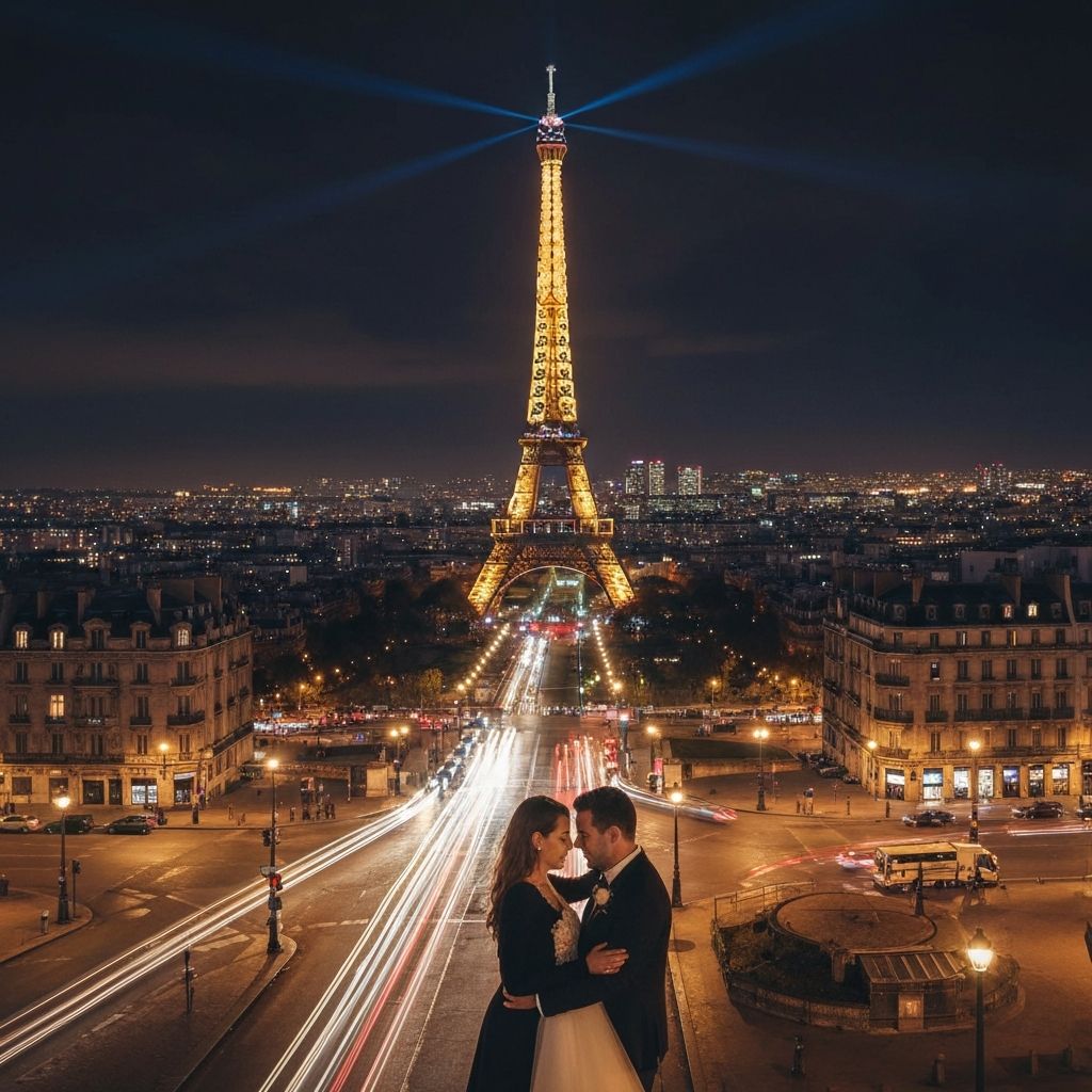 Paríž, Francúzsko - Eiffelova veža s romantickou atmosférou