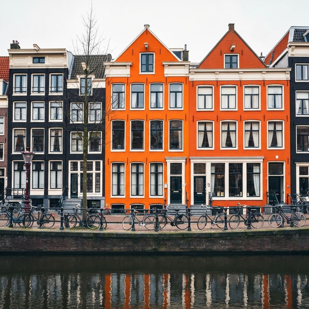 Holandsko - Amsterdamské kanály s bicyklami a domami v historickom štýle